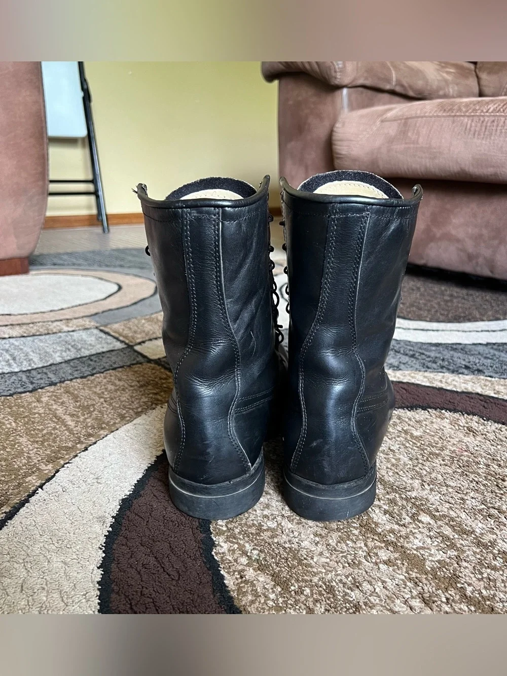 Addison Shoe Company vintage black leather military combat boots Size 10 E